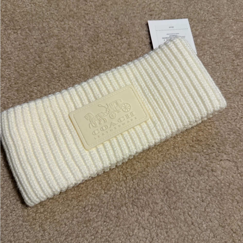Coach White Winter Headband Ear Warmer New